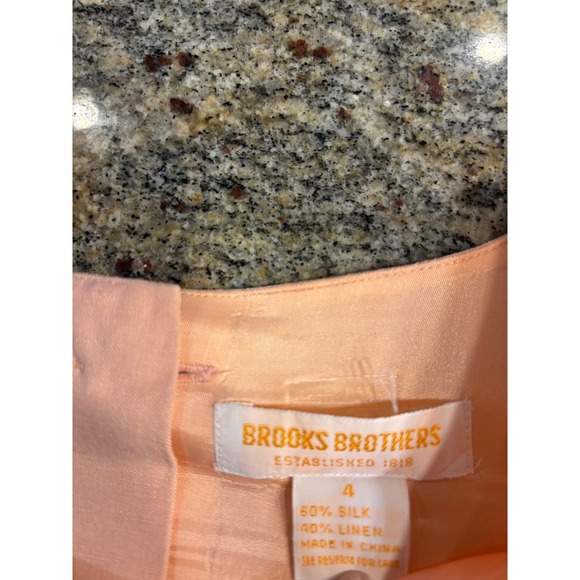 Brooks Brothers Peach Silk Linen Button Back Sleeveless Pleated Midi Dress 4 - Picture 6 of 8